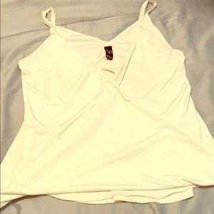 Silky White Tank with Open Midsection
